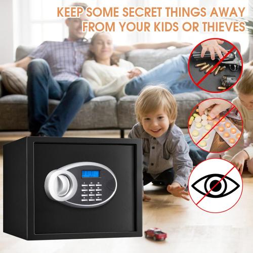 1.6 Cuft Fire proof Safes for HOME USE, Anti-Theft Digital Personal Security Safety Box with Electronic Keypad and Spare Keys, Home Safes Fireproof Waterproof for Money Medicine Document Valuables