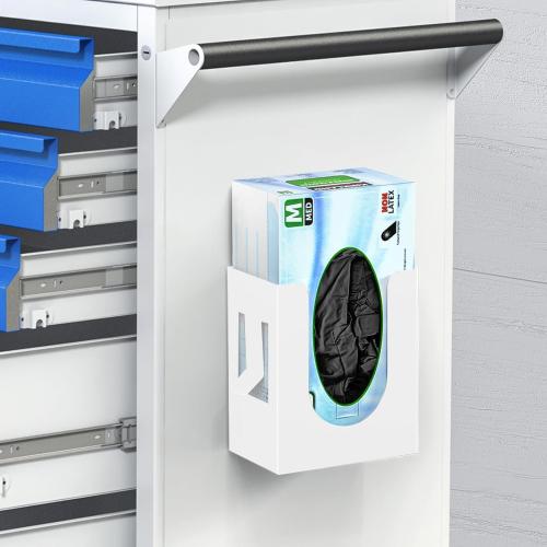 Color White  Magnetic Glove Box Holder, Wall Mount Metal Rubber Disposable Latex Gloves Tissue Dispenser for Tool Box Garage Workshop Kitchen, White