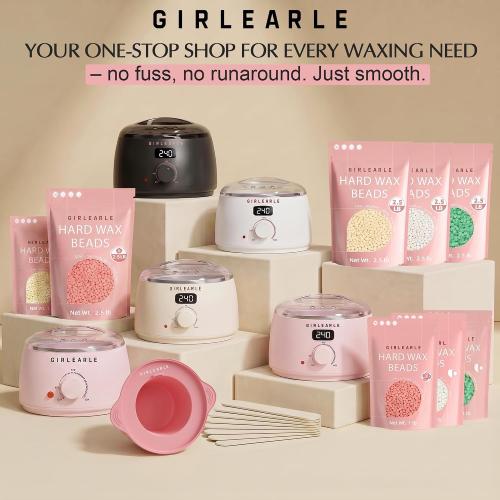 GIRLEARLE Premium Digital Waxing Kit for Women and Men, Wax Warmer Hair Removal at Home with Wax Beads & Silicone Pot, Target Different Types of Sensitive Skin Brazilian Bikini, Facial, Leg, Full body