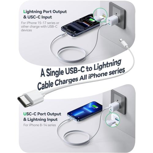 JOYROOM iPhone Charger Fast Charging, 3 Port 30W GaN USB C Charger Block, Portable Compact Type C Charging Block with Foldable Plug for iPhone17/16/15/14/13/12 Series, iPad, Galaxy and More