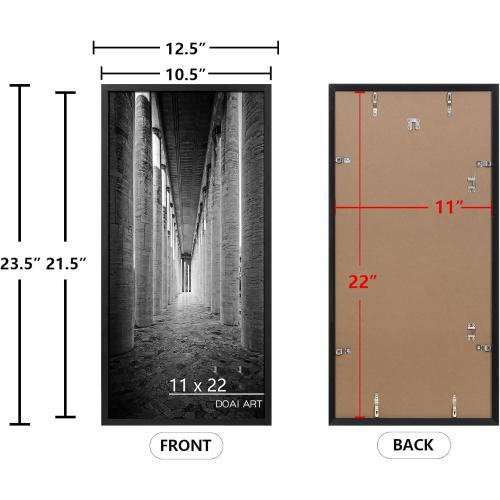 DOAI ART 11x22 Newspaper Frame 2 Pack, Black 11x22 Frames for Horizontal or Vertical Wall Mounting, Scratch-proof Safe and Artistic Large Photo Frame Wall Art