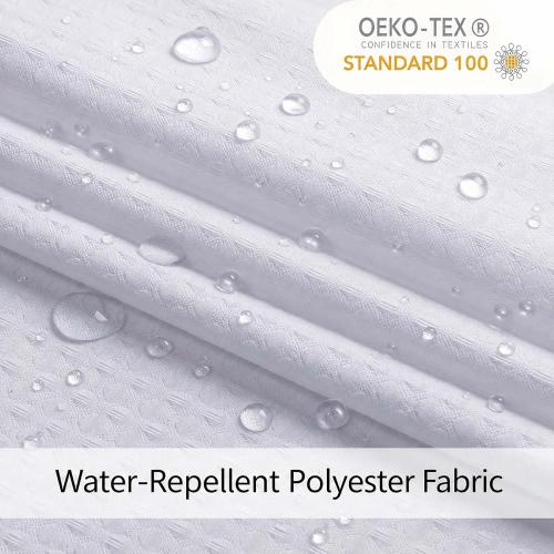 Extra Long White Shower Curtain 96 Inch Long 1 Piece, Waffle Embossed Textured Fabric Shower Curtains for Bathroom Large Hotel, Water Resistant, Machine Washable, 72Wx96L Inches