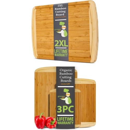 3pc Bamboo Cutting Board Set and XXL Bamboo Cutting Board by Greener Chef