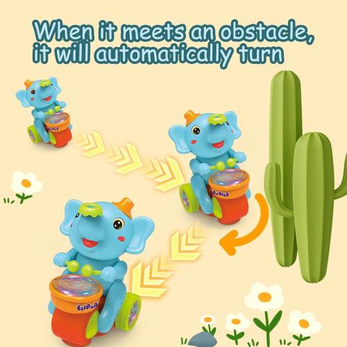 Baby Elephant Musical Crawling Toy with Lights, Sounds, Blowing Ball, Infant Sensory Toys, Birthday Gifts for Kids Boy Girl 3 4 5 6 7 8 Years (Blue)