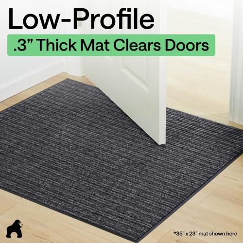 GORILLA GRIP Waterproof Traffic Guard Door Mat, Heavy Duty Entryway Mats, Strong Backing Commercial Utility Rugs for Office Hallway, Garage Floor and Home, Low Profile Carpet