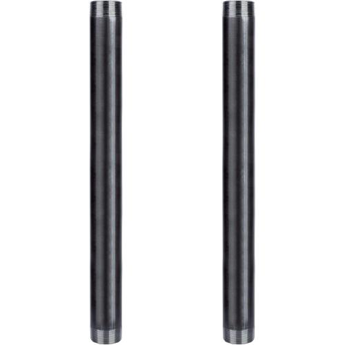 PIPE DECOR Black Steel Plumbing Pipe, 2 in. Dia. x 24 in. Pre-Cut Pipe Fits Standard 2 Inch Black Threaded Pipes, Nipples and Fittings, 2 Pack