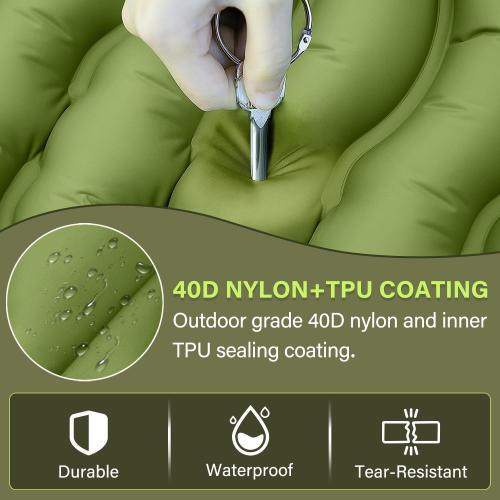 Camping Sleeping Pad, Ultralight Camping Mat with Pillow, Built-in Foot Pump Inflatable Sleeping Pads Compact for Camping Backpacking Hiking Traveling Tent,Single,Green