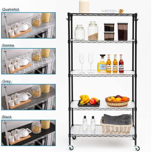 BRIAN & DANY Wire Shelf Liner 14 X 36, Heavy Duty Shelf Liners for Wire Shelving, Waterproof Protector Mats, Set of 5, Quatrefoil Grey