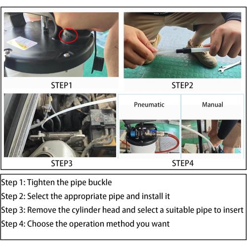 6.5L Oil Extractor - Pneumatic/Manual Vacumm Fluid Extractor Fluid Change Pump with Extended Oil Suction Hose and A Brake Bleeding Hose for Automotive Fluids Vacuum Evacuation