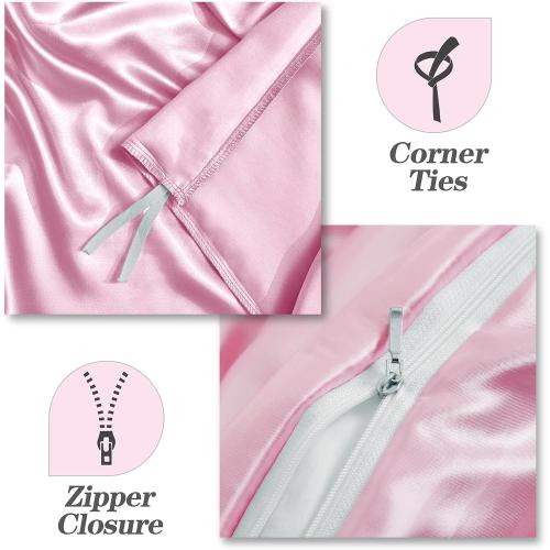 MILVOWOC 6 Pcs Blush Pink Satin Duvet Cover King Size Set, Silky Bed Duvet Cover Ultra Soft Comforter Cover, 1 Satin Duvet Cover, 1 Body Pillowcase, 4 Pillow Cases (No Comforter)