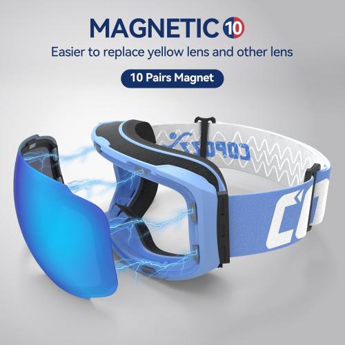 COPOZZ Ski Goggles, G2 Magnetic Snowboard Goggles, Polarized OTG UV400 Skiing Goggles for Options