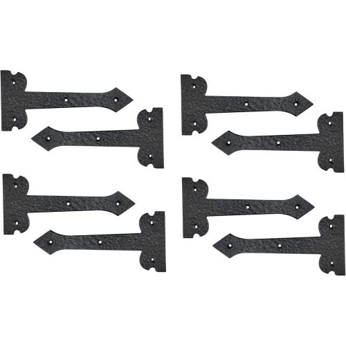 Adonai Hardware 8 Inch ''Agee'' Heavy Duty Antique Cast Strap False or Faux or Dummy Hinge Front (8 Pack, Matte Black) for Vintage Barn Doors, Gates, Furniture, Garage, Shutters and Fences