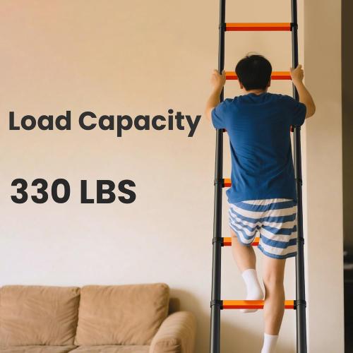 16.5 FT Telescoping Ladder, Aluminum Extension Ladder, 330 lbs Load Capacity, Multi-Purpose Collapsible Ladder for Home and Work; Orange