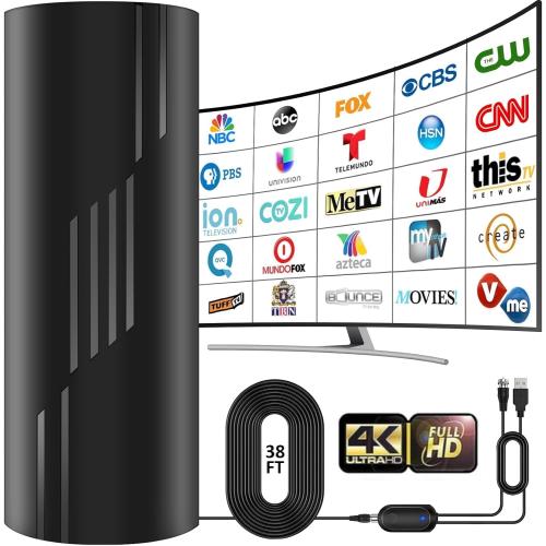 5000  Miles Range TV Antenna,2026 Digital TV Antenna Indoor Outdoor with Strongest Amplifier,360° Reception HDTV Antenna for Local Channels for Smart and Old TVs-38ft Coax Cable-Support 8K 4K 1080p