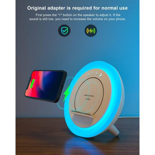 Bluetooth Speaker Night Lightsr,Wireless Charging Modern Speaker,Best Teenage Birthday Gift Ideas Tween Girls Gifts/Please use The Original Adapter