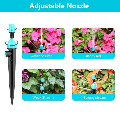 Drip Irrigation System Kit with Water Timer 100FT，1/2 inch Hose 1/4 inch Distribution Tubing，Water Timer for Garden Hose with Anti-Leakage Quick Connector and Drip Emitters,for Potted Plant