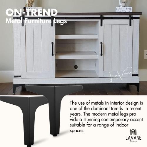 La Vane 7 Inch Metal Furniture Legs, Set of 4 - Modern Diamond Triangle Black DIY Replacement Feet for Cabinet, Sofa, Table, Ottoman Makeover