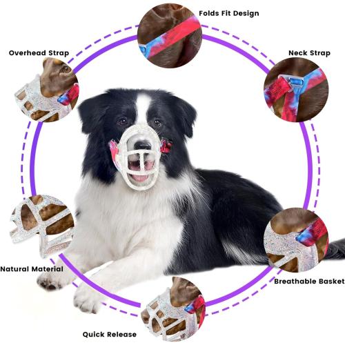 Dog Muzzle, Basket Muzzle Anti Biting Chewing, Sturdy Lightweight Allows Panting Drinking, for Small Medium Large Dogs, Suitable for Grooming Trimming Training (Transparent, Size5)