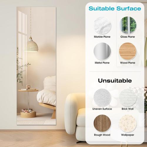 47.25x15.75 Inch Full-Length Mirror,Acrylic Shatterproof Soft Mirror, Non-Glass Wall-Mounted Fitness Mirror for Home, Lightweight Durable Modern Decor for Bedroom/Living Room/Cloakroom
