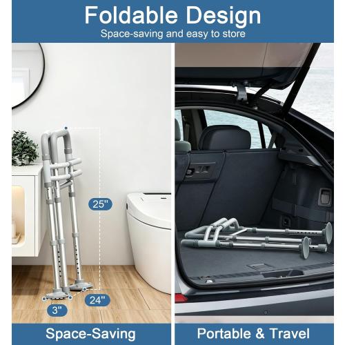 HOMLAND Toilet Safety Rails for Seniors, Adjustable Height & Width, 350 Lbs | Padded Armrests, Foldable Aluminum Toilet Safety Frame, Handicap Toilet Handles for Elderly and Disabled, Fit Any Toilets