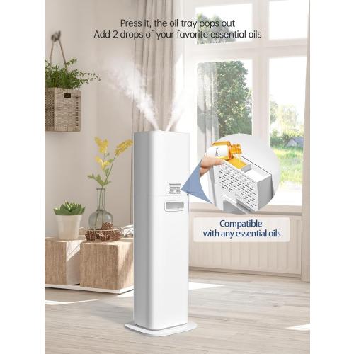 8L Smart Humidifiers for Bedroom Large Room, 2.1Gal Cool Mist Top Fill Diffuser Ambient Light, App & Remote Control, 3 Mist Modes, Quiet Humidifier for Home Office Plant (White)