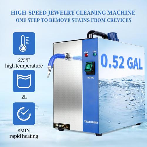 Ewelry Steam Cleaner, 2L/0.52 Gal Professional High-Pressure 135°C/275°F, 8-Min Fast Heat Up,– for Silver, Gold, Gem & Diamond Jewelry Cleaning