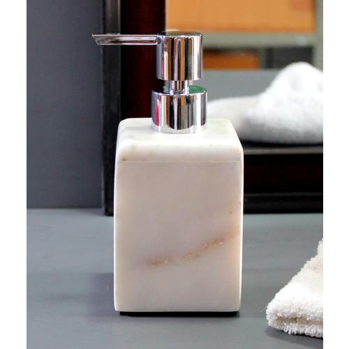 Soap/Lotion Dispenser - Made of Genuine Indian Marble - Luxury Bathroom Accessories Bath Set - White