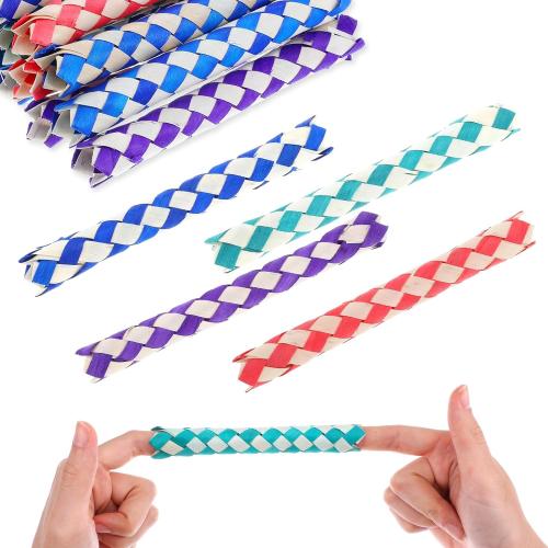 DIVINA VITAE 24 Pcs Chinese Finger Trap Classic Wooden Finger Trap Colorful Chinese Wooden Chinese Finger Traps Bird Chew Finger Trap Cool Birthday Party Favors Goodie Bag Stuffers (4 Colors Random)