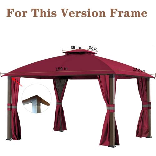 SCOCANOPY Replacement Cover Fit for 10X12 Ft Eagle Brooke Soft Top Gazebo Model A101007600, A101007603, A101007604,(Burgundy)