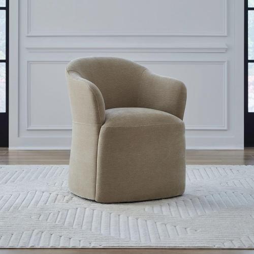 Accent Dining Chair with Castors - Squared Arm - Upholstry