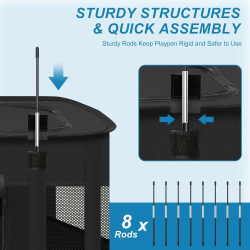 X-ZONE PET Dog Playpen, Puppy Cat Play Pen Portable Foldable Indoor/Outdoor Tent Crate Cage, Portable Pet Crate Small Size Black