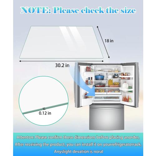 WPW10296571 Refrigerator Glass Shelf Replacement 18 X 30.2 | Compatible With Whirlpool Maytag Kitchenaid Jenn-Air Fridge Glass Shelf, Replace W10296571 W10346616 WPW10346616