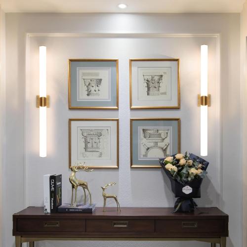 Modern Wall Sconce 39 Ihch Gold Bathroom Sconces LED Wall Lighting Fixtures with Acrylic Shade Hardwired Long Vanity Lights Over Mirror for Bedroom Living Room Hallway