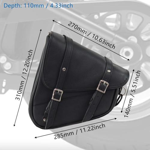 Color Black Motorcycle Swingarm Bag with Black Synthetic Leather, Swing Arm Bag Motorcycle Saddlebag Left Side Tool Bag Fit for Softail/Triangulated Swingarm Models Dyna Low Rider Fat Bob