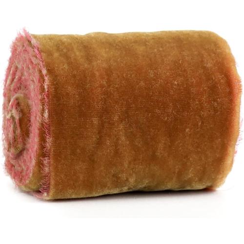 MEEDEE Cinnamon Velvet Ribbon - 3 Inch Fringe, Raw Edge Silk Velvet Ribbon for Wreaths, Flower Bouquets, Dress Sash, Baby Showers, Wedding Decor (3 Yards)