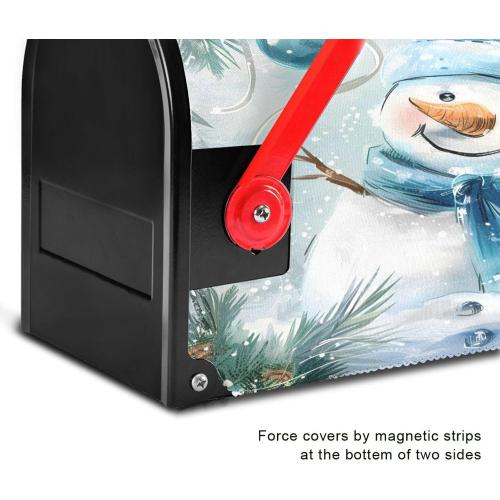 ALAZA Blue and Silver Christmas Snowman02 Magnetic Mailbox Cover MailWraps Garden Yard Home Decor for Outside Oversized-25.4 x20.8