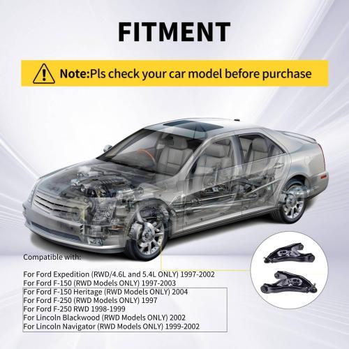 Front Lower Control Arm Compatible with Ford F-150 RWD 1997-2004 F-250 1997-1999 Lincoln RWD Models 1999-2002 K620055 K620056