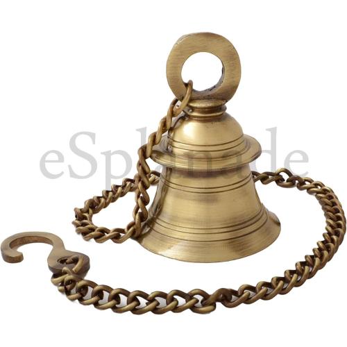 eSplanade - Brass Hanging Bell with Chain | Brass Hanging Bell Ghanti | Home Decor | Door Decor | Pooja Accessories