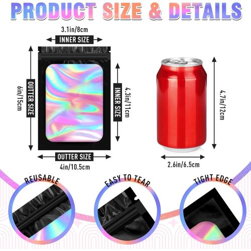 Holographic Bags 100PCS Mylar Bags, Smell Proof Bag Goodie Baggies