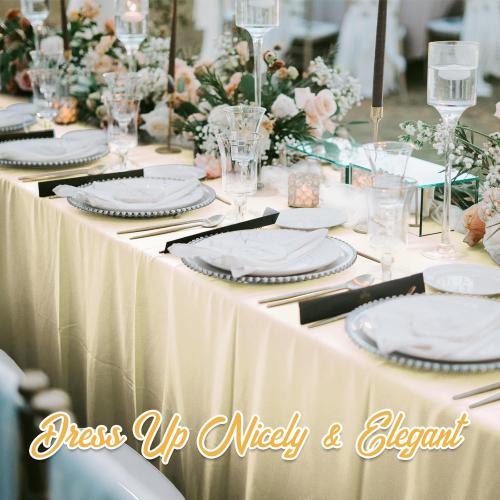 BRILLMAX 8 Pack Beige Tablecloths 60 x 102 Inch for 6ft Rectangle Tables - 150 GSM Polyester Fabric, 15 Standard Drop, Water, Stain & Wrinkle Resistant Cloth Cover for Wedding Banquet Dining Buffet