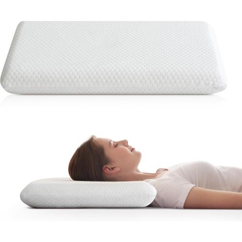 Ultra Thin Flat Pillow for Sleeping, 2.75'' Thin Pillow for Back Sleeper, Supportive Stomach Sleeping Pillow, Slim Bed Pillow, Machine Washable-Standard Size