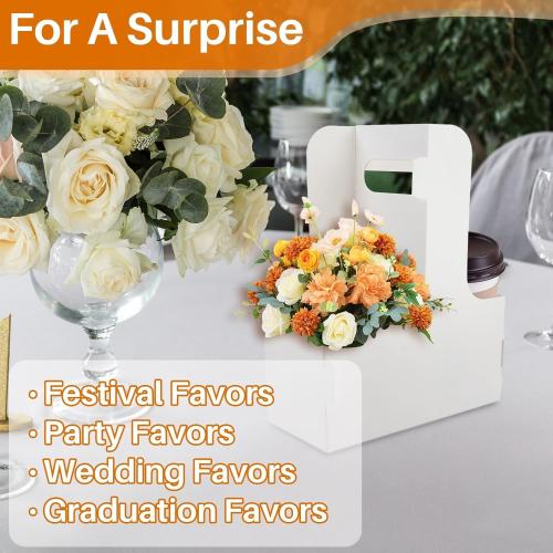 MAQIHAN 2 Cup Drink Carrier with Handle - 10Pcs Disposable Paper Cardboard Coffee Cup Holder Portable Drink Caddy Cup Carriers to go Cup Holder Food Delivery Accessories for Hot/Cold Drinks (White)