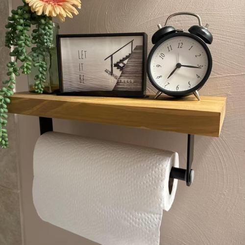Aheucndg Under Cabinet Paper Towel Holder, Black | Self Adhesive, Wall Mount, for Kitchen or Bathroom, Paper Towel Rack