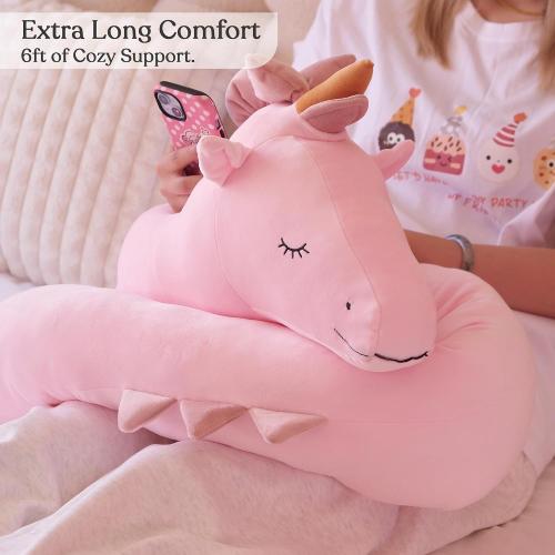 Unicorn Bed Snake 6 FT Long Pillow for Bed – Decorative Plush Cushion Long Body Pillow – Large Stuffed Animals – Body Pillows for Adults & Kids – Giant Stuffed Animal Cozy Room Decor