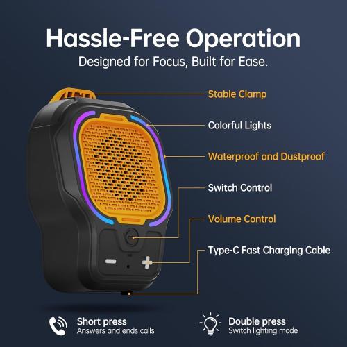 Wearable Bluetooth Speaker, Magnetic Clip-on Portable Wireless Speaker, HiFi Sound Loud Mini Speaker with 3 Light Modes, ENC Mic for Hands-Free Calls Music, Lightweight for Outdoor Sports Work Gift