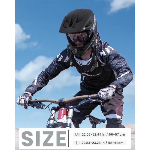 OutdoorMaster Full Face Mountain Bike Helmet for Men & Women - Durable, Impact Resistant, Ventilated, Adjustable Visor - Downhill Race BMX MTB Helmet