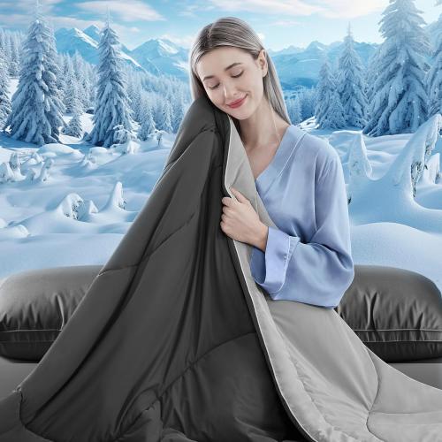 Cooling Comforter Queen Size for Hot Sleepers，80″x90″, Dark Grey