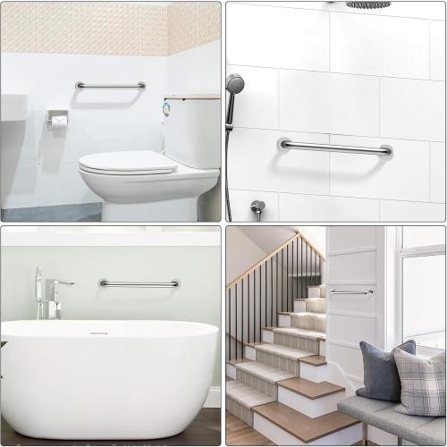 16 Inch Stainless Steel Shower Grab Bar, ZUEXT Chrome Shower Handle, Bathroom Balance Bar, Safety Hand Rail Support Bar for Handicap Elderly Injury, Senior Assist Bath Tub Wall Concealed Mount Handle