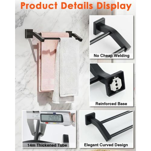 Alise Bath Double Towel Bars Towel Racks for Bathroom Lavatory,Wall Mount Towel Holder Heavy Duty SUS304 Stainless Steel Towel Hanger Towel Rail,Matte Black,32 Inch