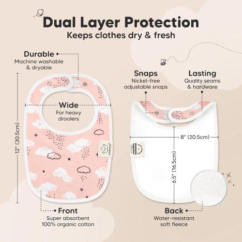 8-Pack Organic Baby Bibs for Boys, Girls - Soft Cotton Drooling and Teething Bibs for Baby Girl & Boy, Extra Absorbent, Easy To Clean & Put On for Toddler, Newborn, Infant 0-24 Months (Sweet Charm)